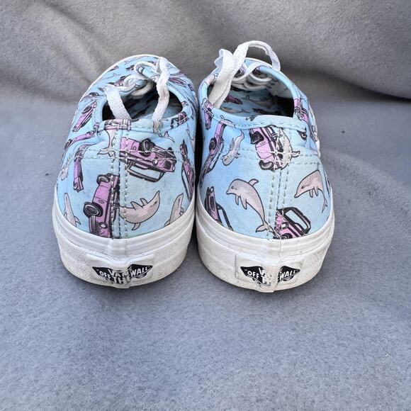 Vans Authentic Shoes‎ Size Mens 5.5 Womens 7 Blue Pink Car Dolphin Print Canvas main image 6